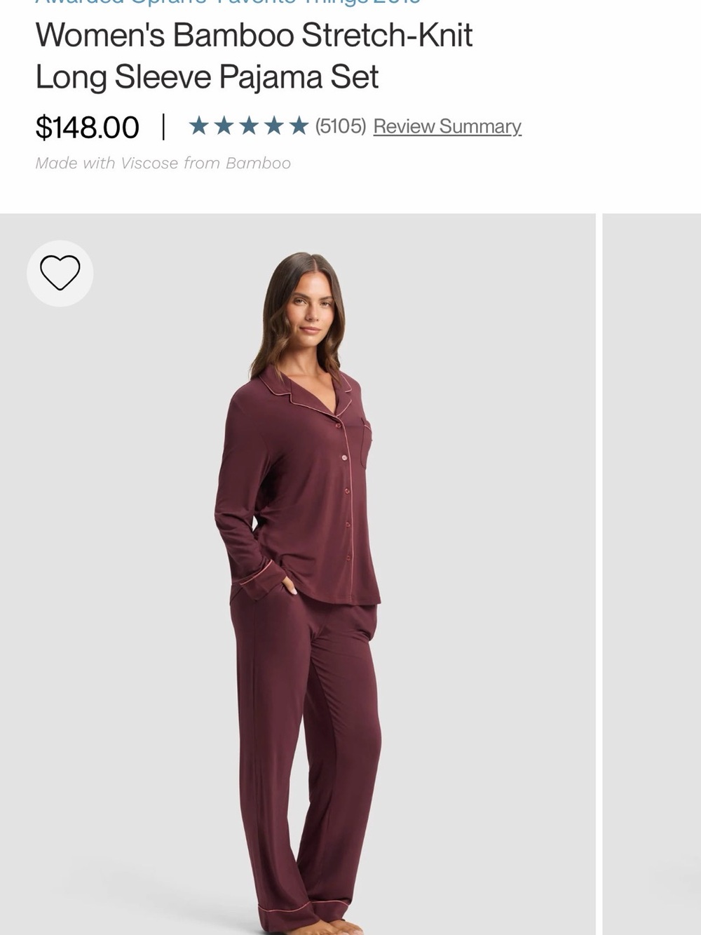 Cozy Earth Long Sleeve/pant Stretch-knit Bamboo Burgundy Pajama Set - Picture 4 of 4